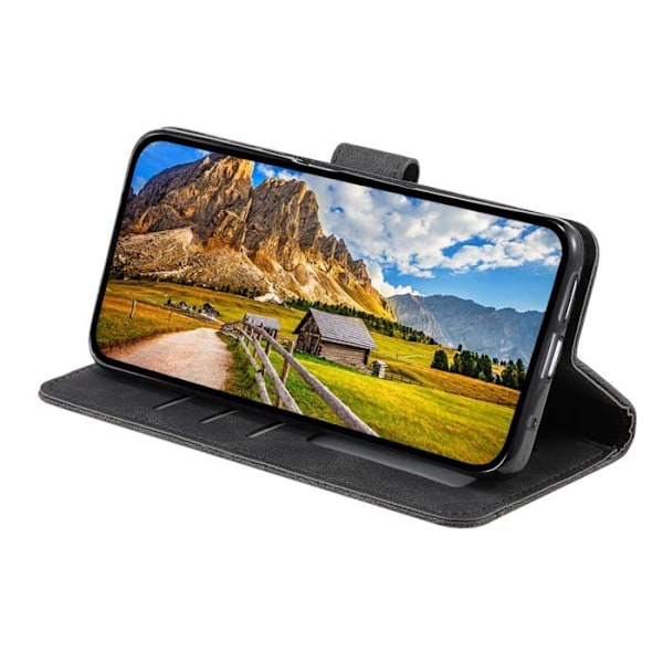 Etui för Samsung Galaxy A36 - Svart - Syntetiskt läder - Inbyggt stativ - 3 kortfack Svart