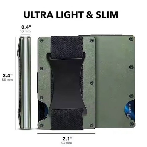 Plånbok - Aluminium - Ljusblå - RFID-blockering - 10 kort max - Elegant design Himmelsblå
