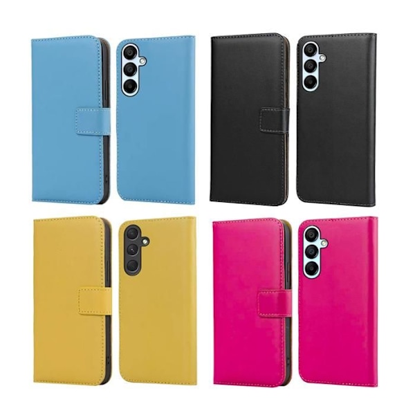 Pung etui - Samsung - Galaxy A25 (5G) - Kohud læder - 2 kortpladser - Sort Svart