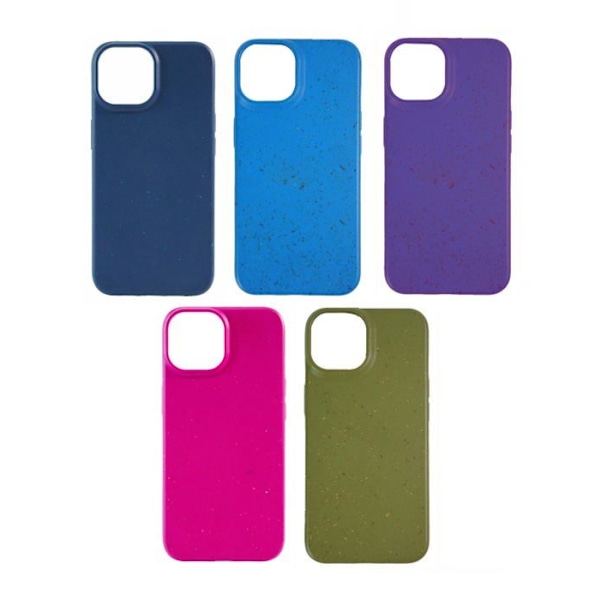 Biologiskt nedbrytbar skal - Magenta - iPhone 14 - Vetestrå - Elegant - Semihårt Magenta