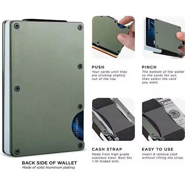 Plånbok - Aluminium - Ljusblå - RFID-blockering - 10 kort max - Elegant design Himmelsblå