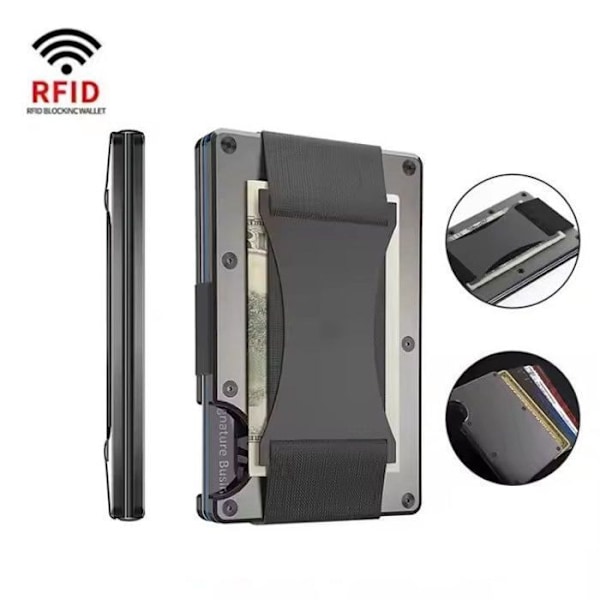 Plånbok - Aluminium - Ljusblå - RFID-blockering - 10 kort max - Elegant design Himmelsblå