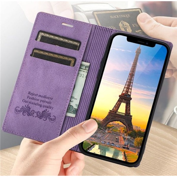 Slim wallet case - Samsung - Galaxy A16 - Violet - Synthetic suede - Magnetic closure Lila