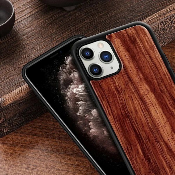 Træcover - Valnød - iPhone 15 - Mat - Elegant - Beskyttende kastanj