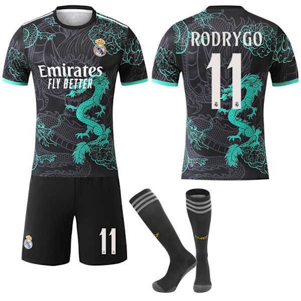 2025-2026 Real Madrid Drakmönster Specialutgåva Fotbollströja No.11 RODRYGO M