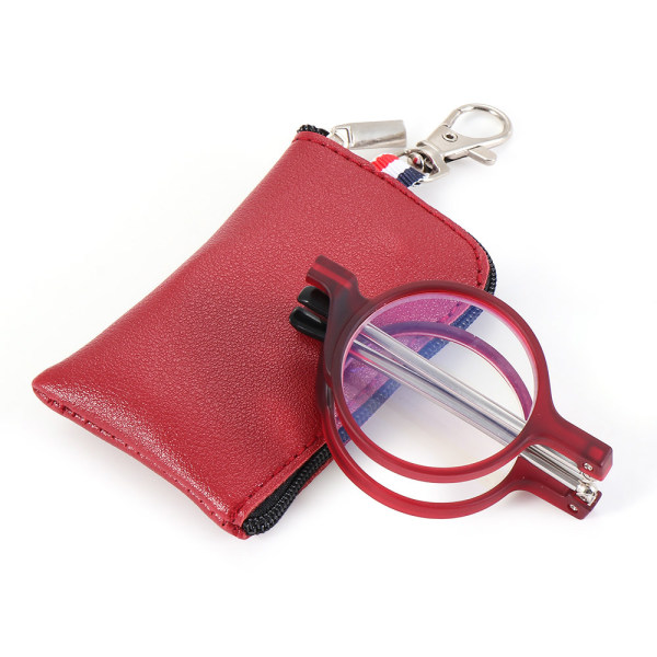 Mini hopfällbara läsglasögon med case Compact Readers glasögon red +250