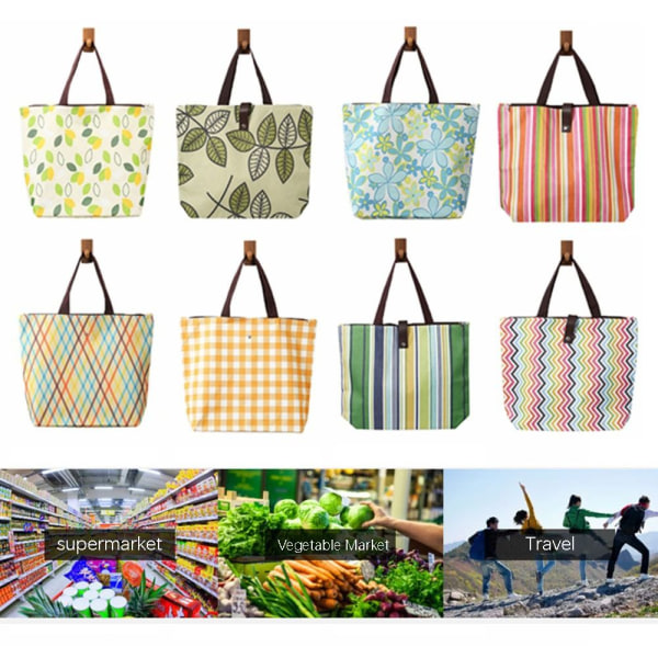 Printed återanvändbar hopfällbar handväska Shopper-påse Diverse förvaringsaxelväska Style-8