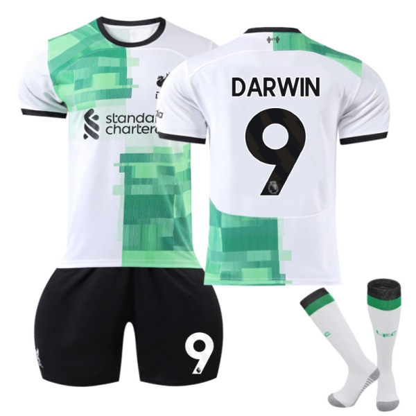 2023-2024 Liverpool Borta fotbollströja för barn, kit nr. 9 Darwin Núñez 18
