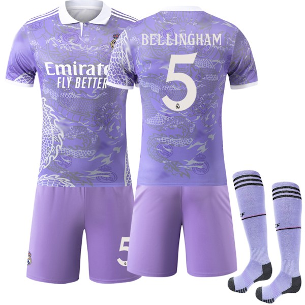 2025-2026 Real Madrid Dragemønster Special Edition Lilla Fotballdrakt Nr. 5 Bellingham L