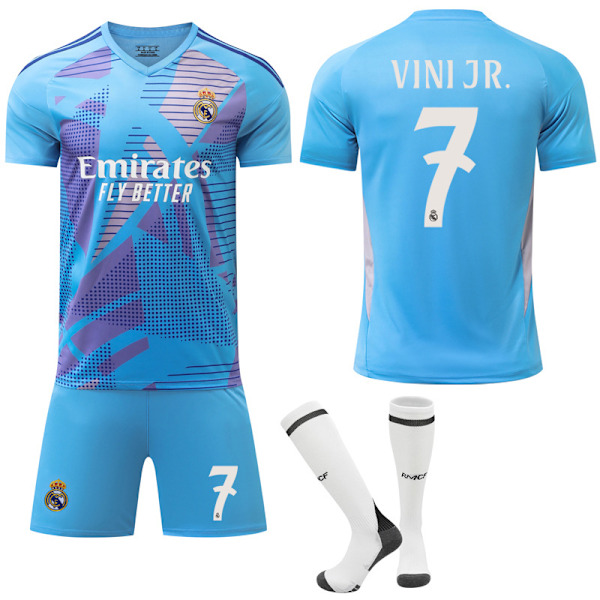 Real Madrid Blå Fotbollströja Barn & Vuxen 2024-2025 Nr.7 VINI JR 22