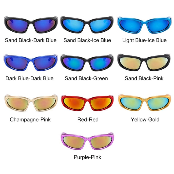 Y2K Wrap Around Solglasögon Vintage Punk Goggle Glasögon Sand Black-Gray