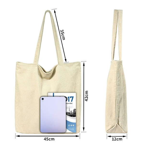Manchester axelväska för kvinnor, flickor, tygväska Hobos Shopper underarmsväska beige