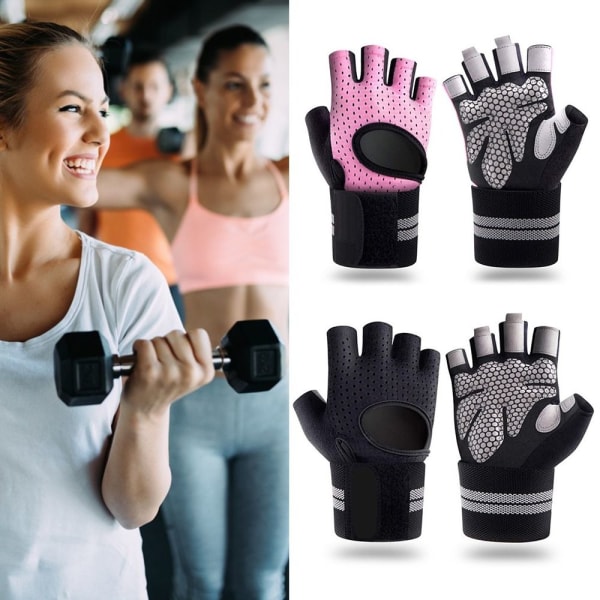 Fitness Half Finger Handskar Sport Handledsskydd Black S