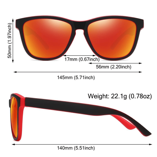 Polariserade solglasögon Kvinnor Män Speglande Körning Fiske Solglasögon Black Red-Orange Red