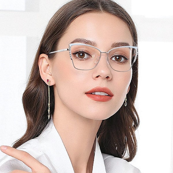 Anti-blått ljus Kvinnor Cat Eye Glasögon Ram Optiska glasögon Ramar Klara glasögon Black gold