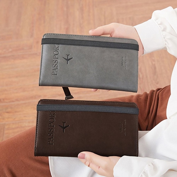 RFID-läderpassväska Dokumentpaket light brown