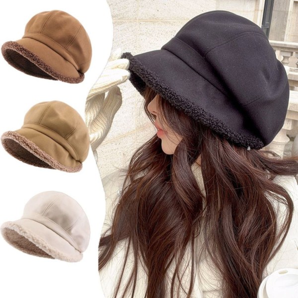 Dam Vinterhattar Mocka Bucket Hat Varm Tjock vindtät Cap beige