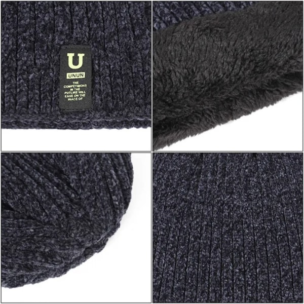 Vinterstickade mössor för män Mjuk Stretchmuff Beanies Cap Varm Slouchy Beanie Hatt red