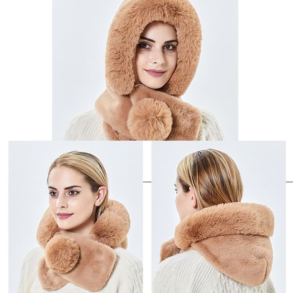 Vintermössa och halsduk i päls, vindtät mössa khaki