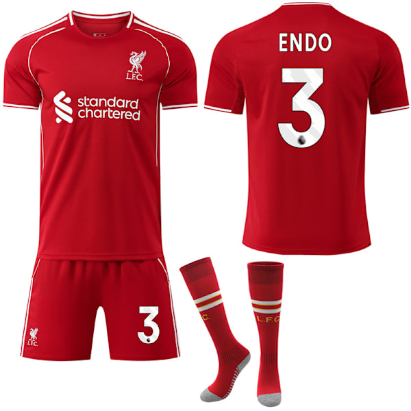 2025-2026 Liverpool Hjemmebanetrøje med Sokker til Børn Voksen No.3 ENDO 18