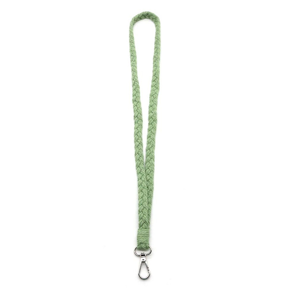 Flätad Macrame-nyckelring för ID-bricka Green