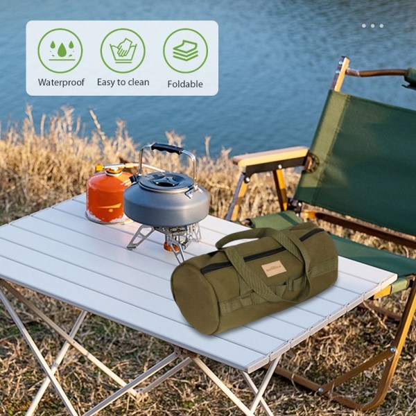 Utomhus Camping Vandring Förvaring Handväska Canvas Tält Stake Verktyg Tältpinne Organizer Bag Black