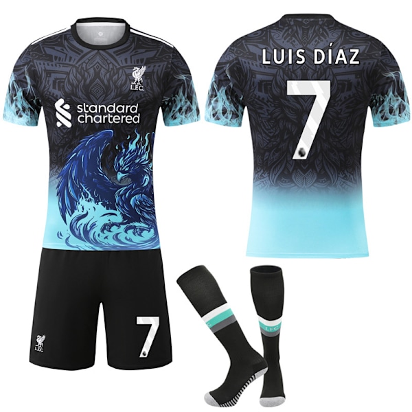 2025-2026 Liverpool Special Anniversary Edition Blå Fodboldtrøje med Sokker No.7 LUIS DIAZ L