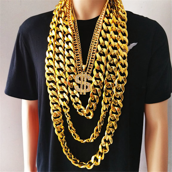 Guld färg stor akryl Chunky kedja halsband män plast länk kedja smycken gåvor 80cm