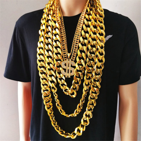 Guld färg stor akryl Chunky kedja halsband män plast länk kedja smycken gåvor Dollar sign