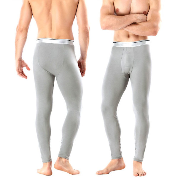 Thermal för män Byxor Vinter Tjock Fleece Fodrade Långa varma Leggings Gray 2XL