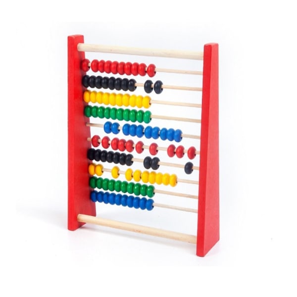 Intelligensutveckling Trä Abacus Barn Tidig Math Educational Learning Toy Red-S