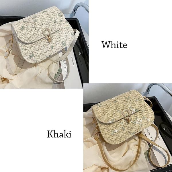 Kvinnors Stråväska Axelväskor Vardaglig Handväska Flickor Spets Crossbody-väskor white