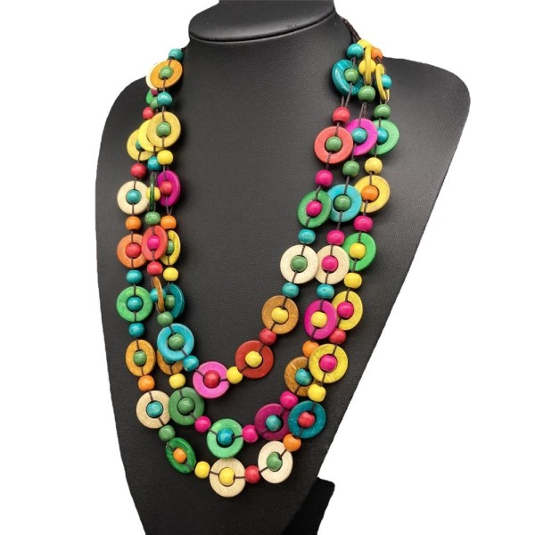 Etniska tullar handgjorda trähalsband hängsmycke Bib Beads smycken 4