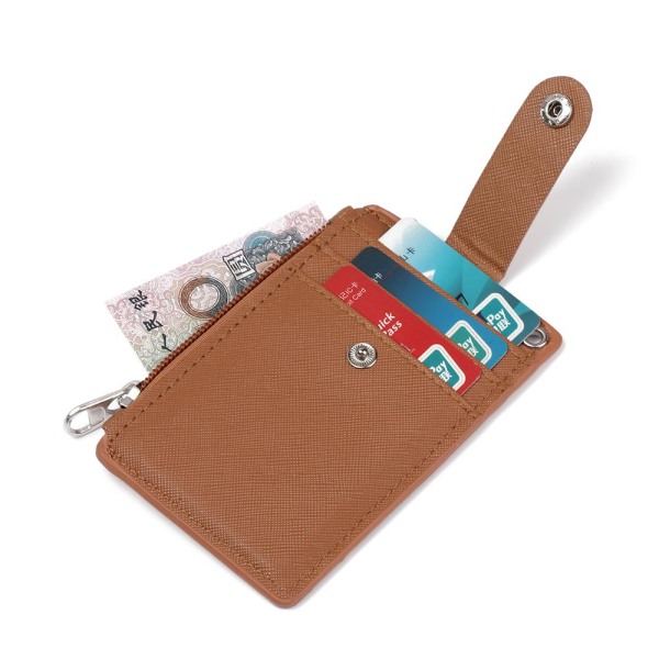 PU-läderkort Kreditkorthållare Myntväska Plånbok Nyckelring brown app. 11.8x7.5cm/4.65x2.95''
