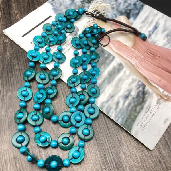 Etniska tullar handgjorda trähalsband hängsmycke Bib Beads smycken 6