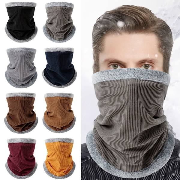 Vinter förtjockad halsduk utomhus med dragsko i plysch stickad cover Camel