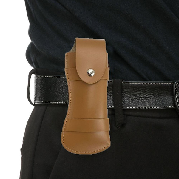 Utomhus Skida Ficklampa Bälte Hållare Läder Slida ficka Brown