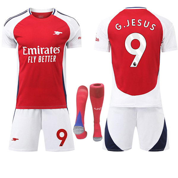 2024-2025 Arsenal Hemma Barn Fotbollströja med Strumpor No.9 G.JESUS L