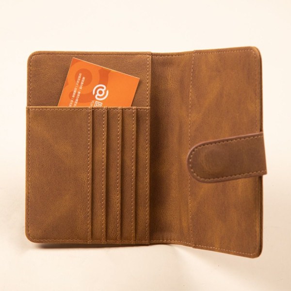 RFID-läderpassväska Flerfunktionsdokumentpaket Bärbar resekorthållare brown