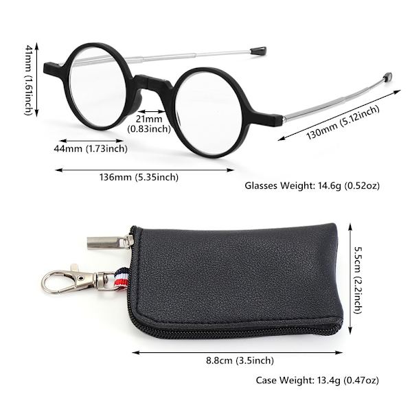 Vikbara mini läsglasögon med case red Strength 2.0