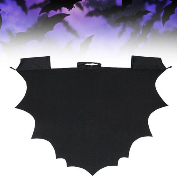 Barn Halloween Black Bat Wing Cape Kappa Dräkt Med Patch 130