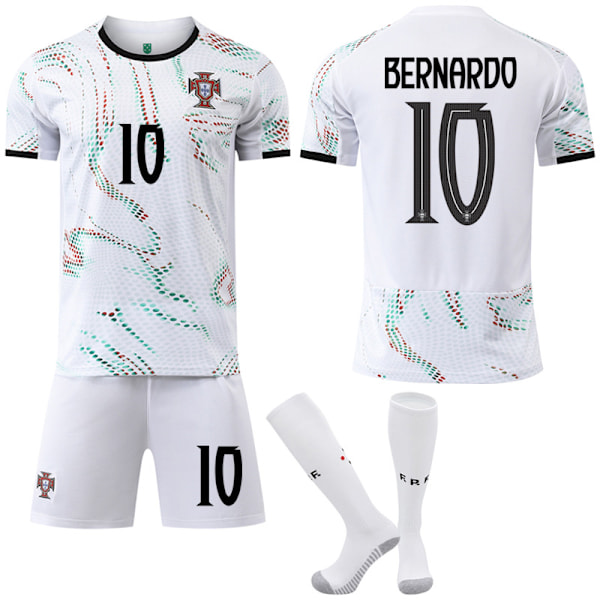 Portugal Borta Fotbollströja med Strumpor för Barn & Vuxen 2025-2026 Nr. 10 BERNARDO 24