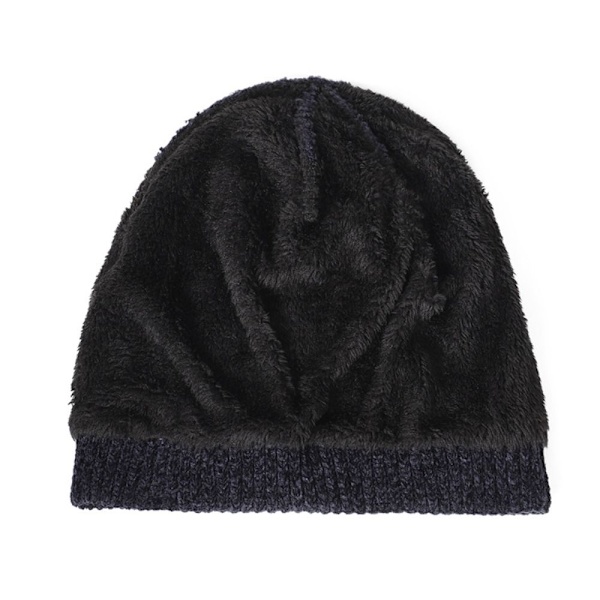 Vinterstickade mössor för män Mjuk Stretchmuff Beanies Cap Varm Slouchy Beanie Hatt coffee