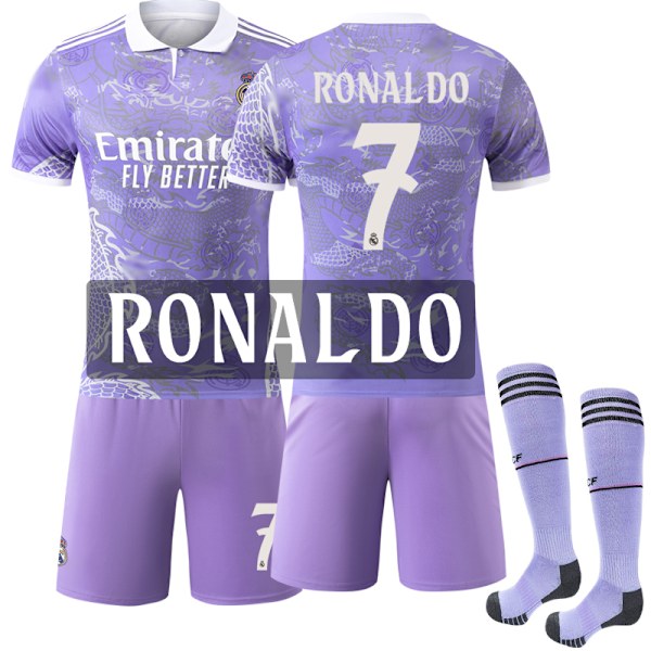 2025-2026 Real Madrid Dragemønster Special Edition Lilla Fotballdrakt Nr. 7 Ronaldo XL