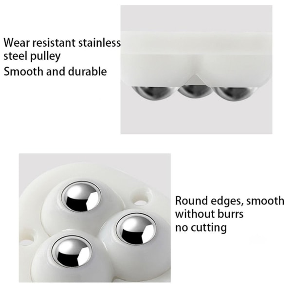 4st självhäftande remskiva Universal 3 pärlor Pulley Mute Ball White