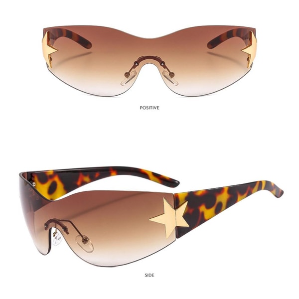 Y2K båglösa solglasögon One Piece Goggles Wrap Around Solglasögon C3