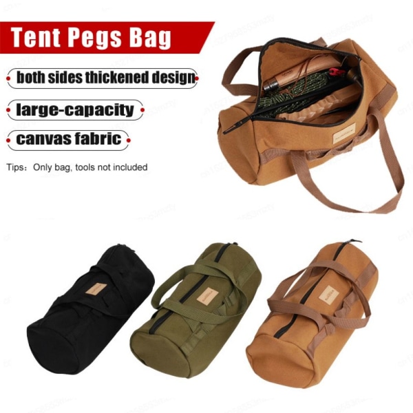 Utomhus Camping Vandring Förvaring Handväska Canvas Tält Stake Verktyg Tältpinne Organizer Bag Camel