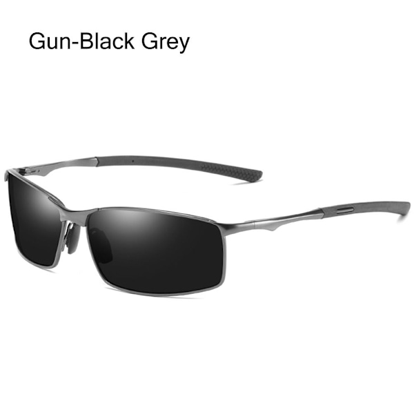 Män polariserade solglasögon rektangulära fotokromatiska solglasögon körglasögon Gun-Black Grey