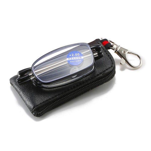 Unisex läsglasögon Ultralätt metallbåge med väska black Strength 200