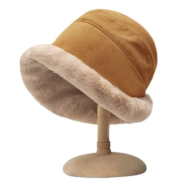 Dam Vinter Bucket Hat Fuskpäls Varm Panama Hat Khaki